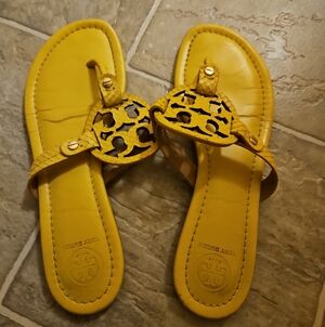 Tory Burch Bright Yellow Logo Thong Sandals